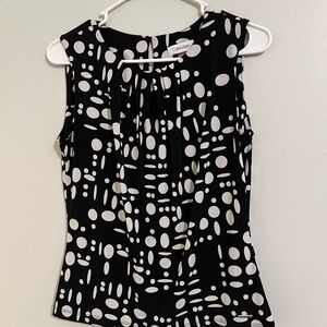 Calvin Klein Black and White Mixed Dots Patterned Blouse
